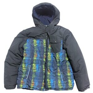 Slalom Jacket Boys XL 14/16 Black Blue Green Hooded Fleece Lined‎ Winter Coat